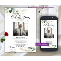 Greenery Funeral invitation template,Greenery Funeral Announcement, (157)